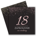 Zaproszenia na 18 Urodziny CZARNE 2-wzory