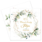 Zaproszenia na Chrzest Złoto-Zielone 8-wzorów