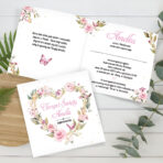 Zaproszenia na Chrzest Serce ze złotym sznurkiem - obrazek 2