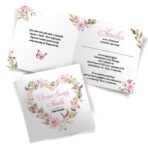 Zaproszenia na Chrzest Serce ze złotym sznurkiem i kopertą eko - obrazek 2