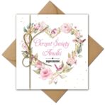 Zaproszenia na Chrzest Serce ze złotym sznurkiem i kopertą eko