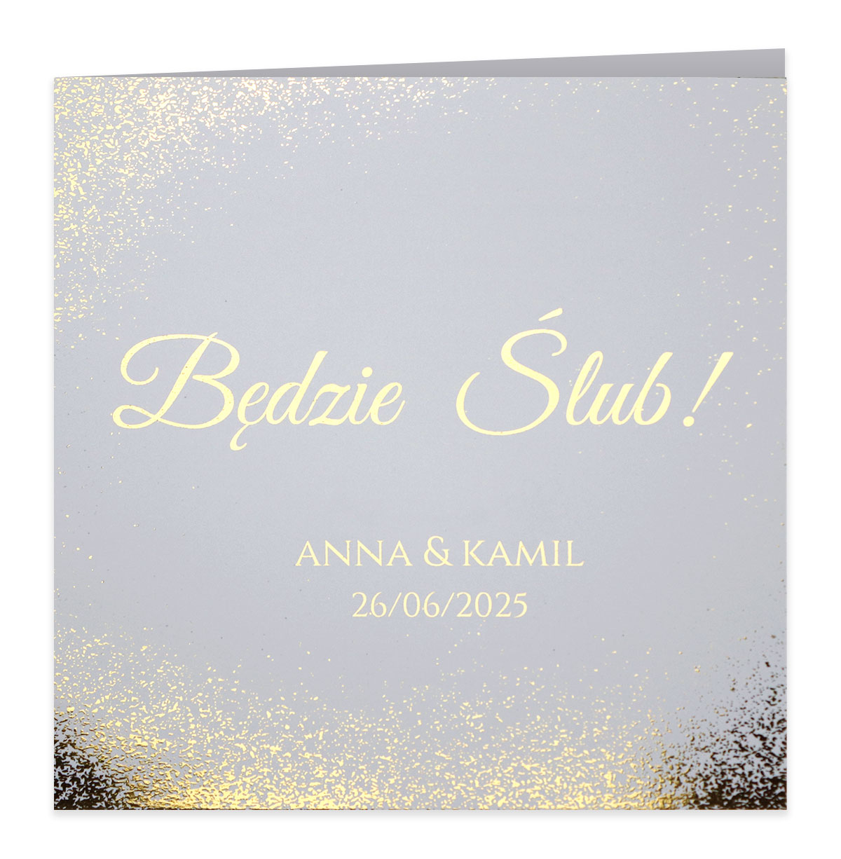 WIZ_ZAPROSZENIA_KROPKI_ZŁO Zaproszenia na Ślub złocone - Ofelia2 - 9wzorów - obrazek 1