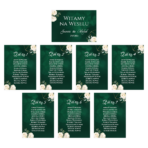 Karty A4 z usadzeniem gości – 7wzorów – 8szt