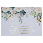 Blankiet do zaproszeń złocone liście z kwiatami 8 szt.