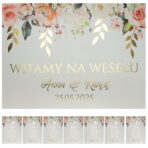 Karty A4 z usadzeniem gości złocone liście Elza9 8szt