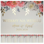 Karty A4 z usadzeniem gości złocone liście Elza6 8szt.