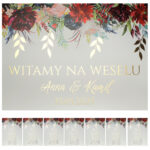 Karty A4 z usadzeniem gości złocone liście Elza5 8szt