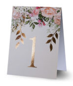 Numerki na stół złocone liście z różami Elza8 7 szt.