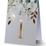 Numerki na stół złocone liście zielone 7 szt. Elza7