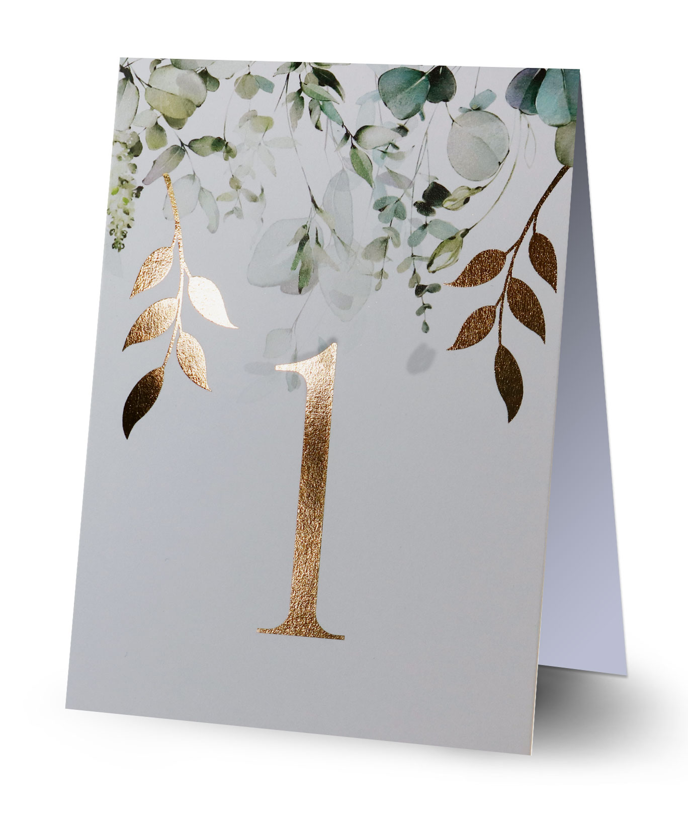 NUM_nr4 Numerki na stół złocone liście zielone 7 szt. Elza7 - obrazek 1