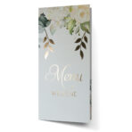 Menu Weselne DL złocone liście z kwiatami