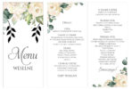 Menu Weselne DL złocone liście z kwiatami - obrazek 2