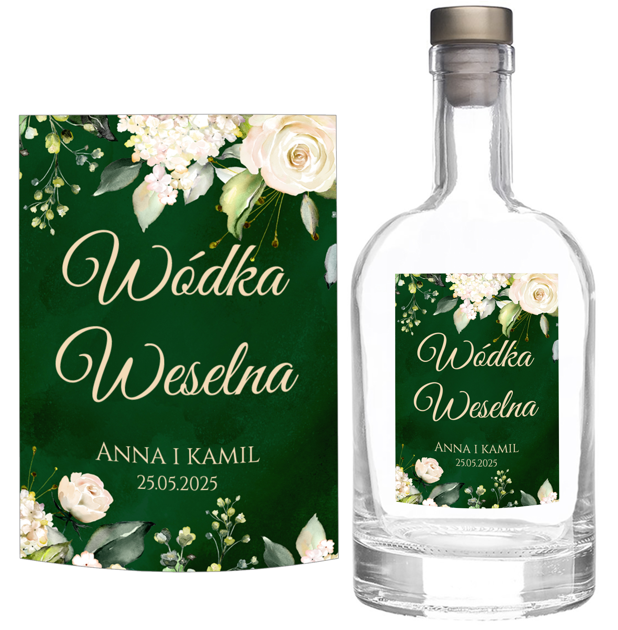 WIZU_6 Naklejki na wódkę weselną Megan 8 wzorów - 8 szt. - obrazek 1