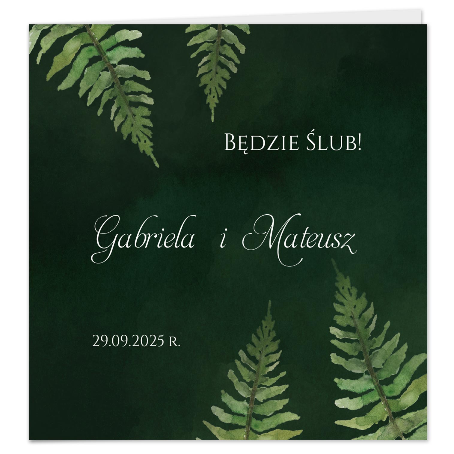 miniatura-paproć Zaproszenia ślubne - Liwia - 4 wzory - obrazek 1