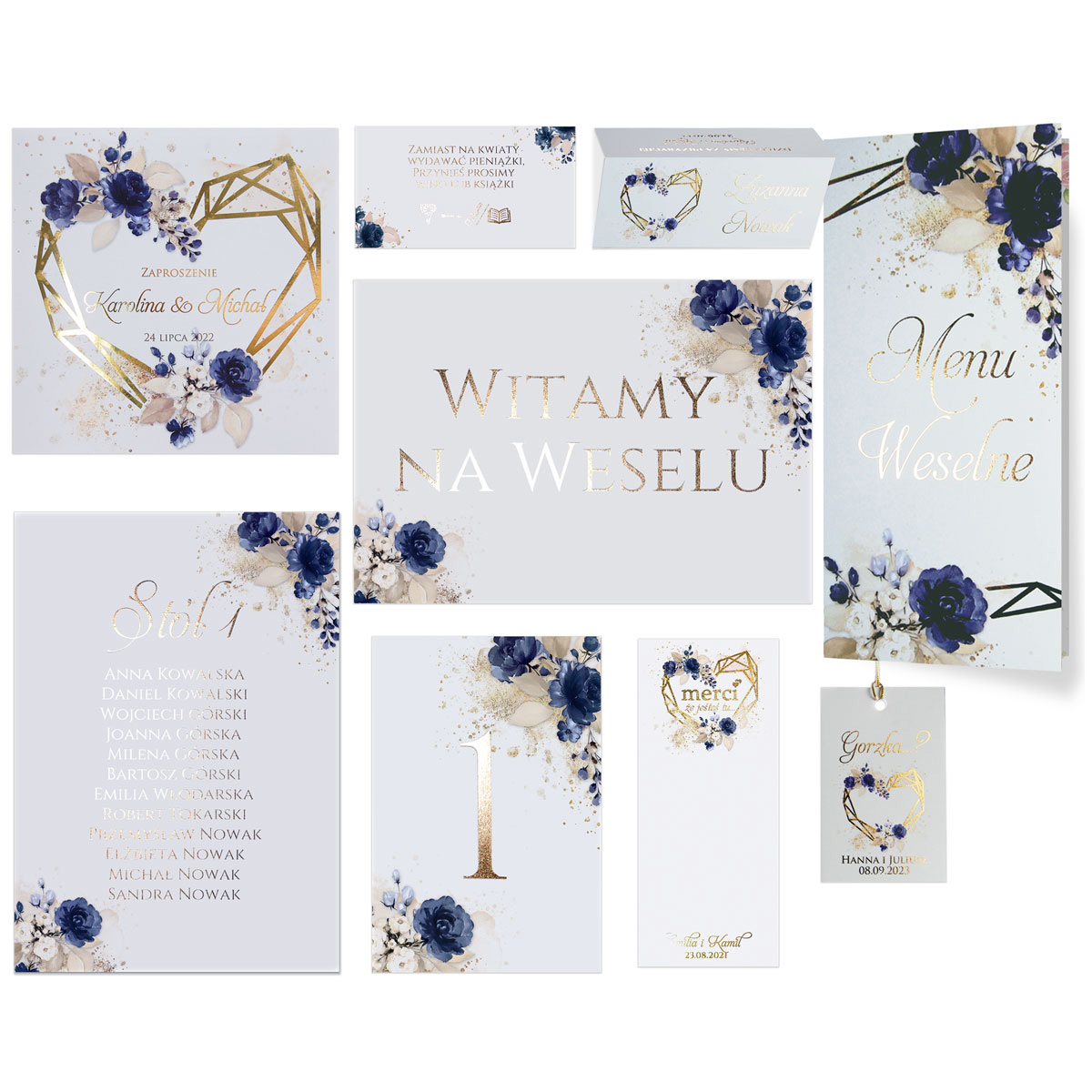 probki-Ariana-zlocone-serca-pakiet-3 Zaproszenia Ślubne Ariana Próbki Złocone W3 9elementów - obrazek 1