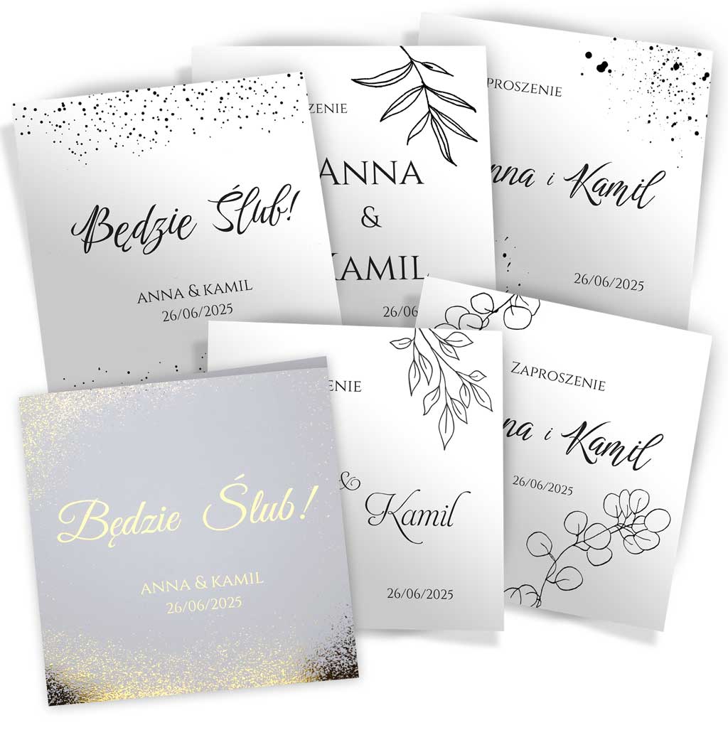 wiz-próbki-zło-kropki zaproszenia ślubne złocone