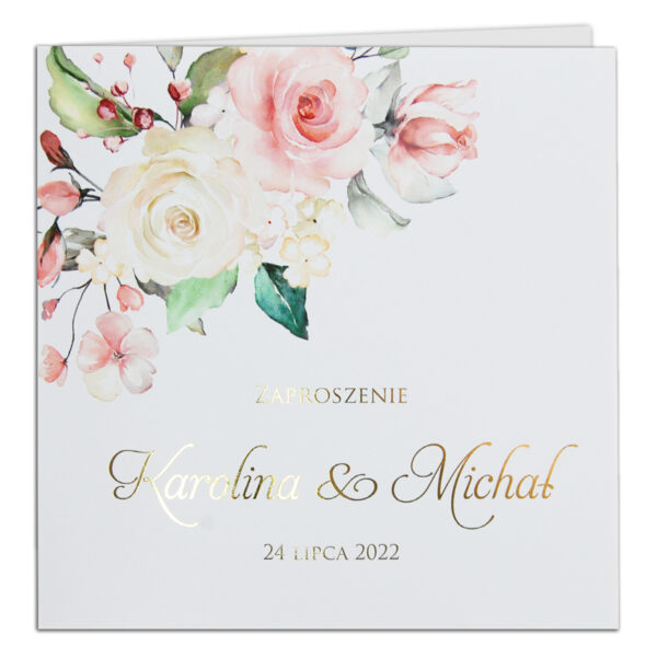 złocone zaproszenia ślubne