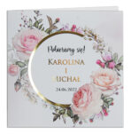 Zaproszenia Ślubne złocone - Peonia - 12wzorów