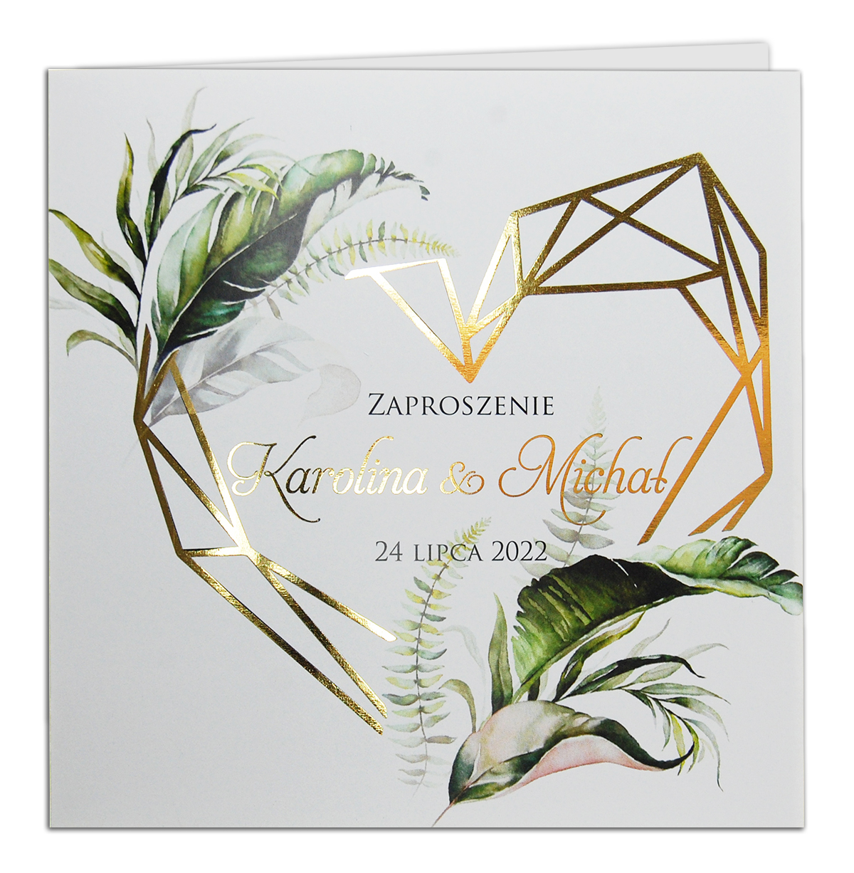 prosty wiz1 złocone zaproszenia ślubne
