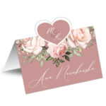 Winietki ślubne na stół wycinane serce 20 wzorów