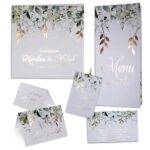 Próbki Zaproszeń Ślubnych Liście Zielone Złocone P1 5elem