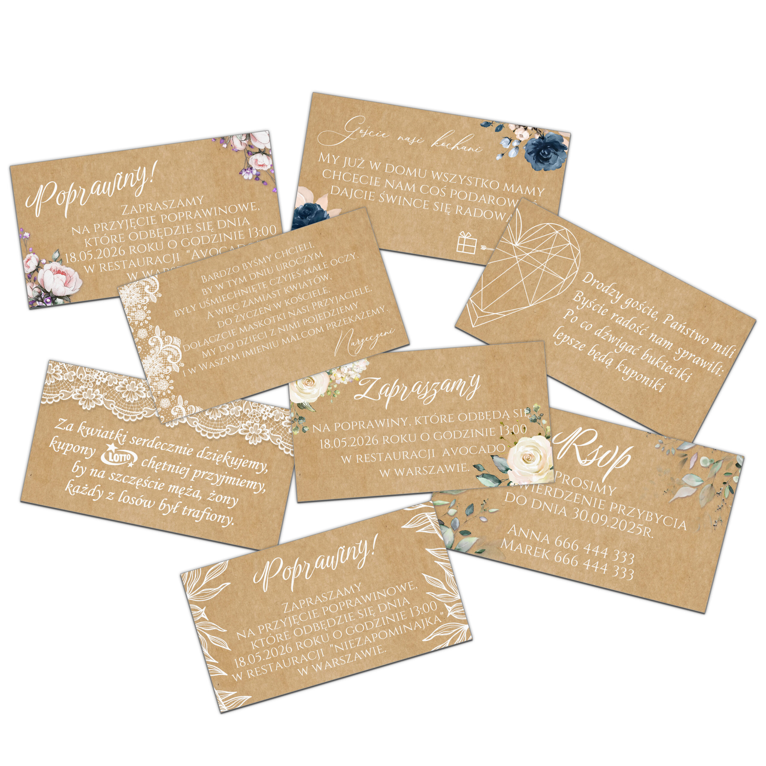 Bileciki do zaproszeń ślubnych Bileciki do zaproszeń ślubnych