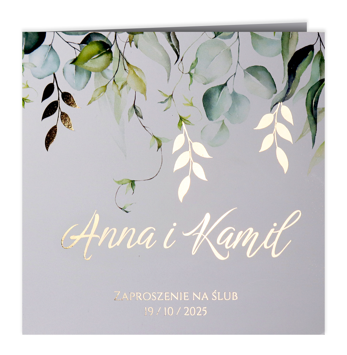 WIZU_w7 Zaproszenia Ślubne złocone - Elza2 - obrazek 1