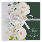 Zaproszenia ślubne składane ze wstążką - Gabriela