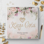 Księga Gości Weselnych czarne lub białe kartki - Peonia