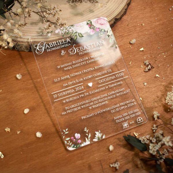 Zaproszenia Ślubne na pleksi