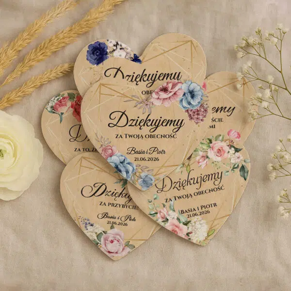 magnesy z podziękowaniem dla gości drewniane