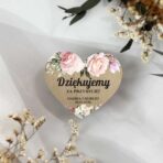 magnesy z podziękowaniem dla gości weselnych różowe białe kwiaty