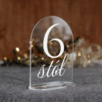 numerki na stół weselny pleksi biały tekst