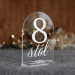 numerki na stół weselny pleksi biały tekst