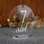 numerki okrągłe na stół weselny pleksi biały tekst