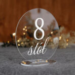 numerki okrągłe na stół weselny pleksi biały tekst