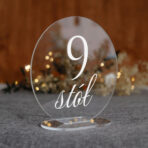 numerki okrągłe na stół weselny pleksi biały tekst