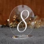 numerki okrągłe na stół weselny pleksi biały tekst