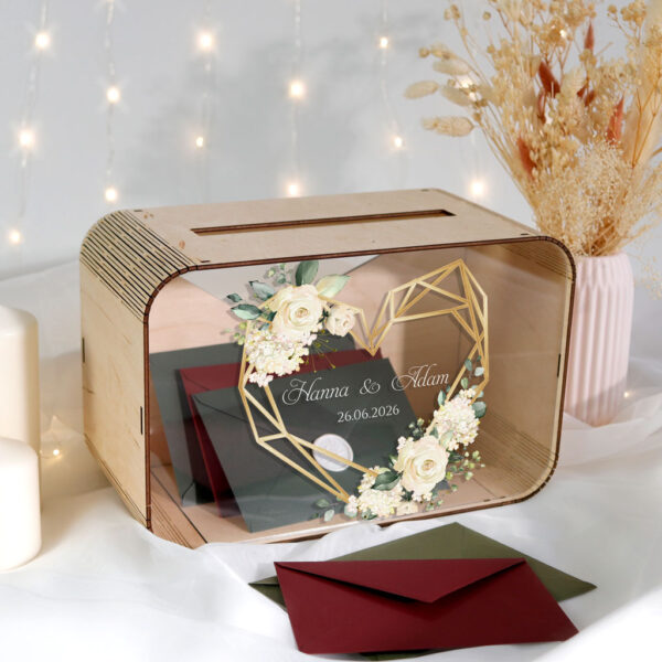 drewniana skrzynka na koperty z pleksi