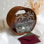 drewniana skrzynka pudełko na koperty z pleksi na froncie - czereśnia antyczna