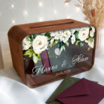 Drewniana skrzynka na koperty – Elza - czereśnia antyczna - obrazek 2