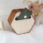 Drewniana skrzynka na koperty sześciokątna - czereśnia antyczna + naturalny - obrazek 3