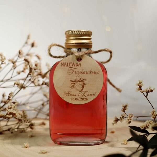 Buteleczka na alkohol weselny podziękowanie dla gości