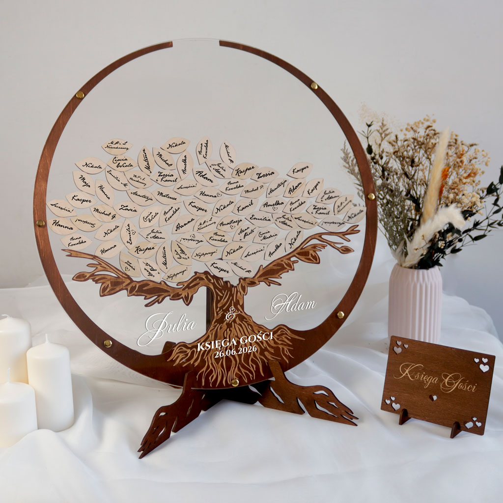 drewniana-ksiega-gosci-drzewo-50cm_w2 Księga Gości Weselnych - Drzewo z listkami