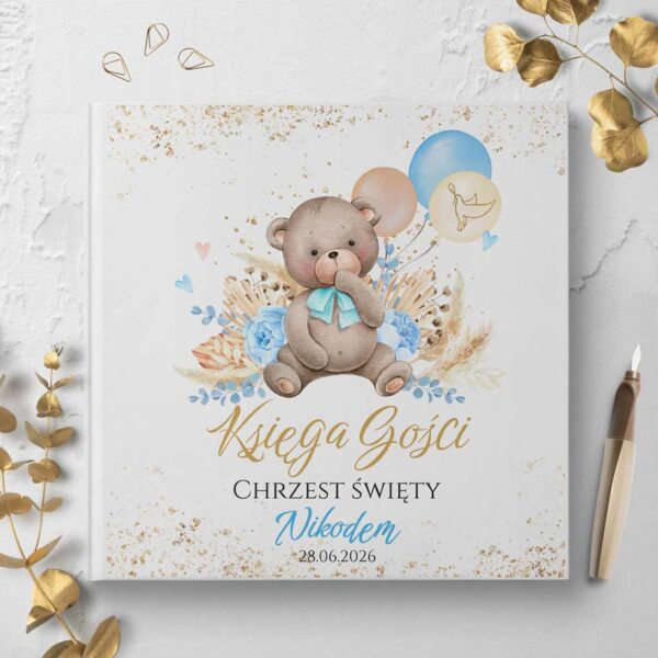 księgi gości na chrzest miś