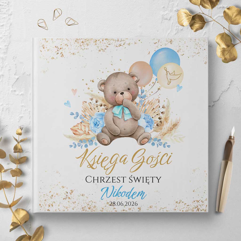 ksiega-gosci-chrzest-marisa 1 księgi gości na chrzest miś