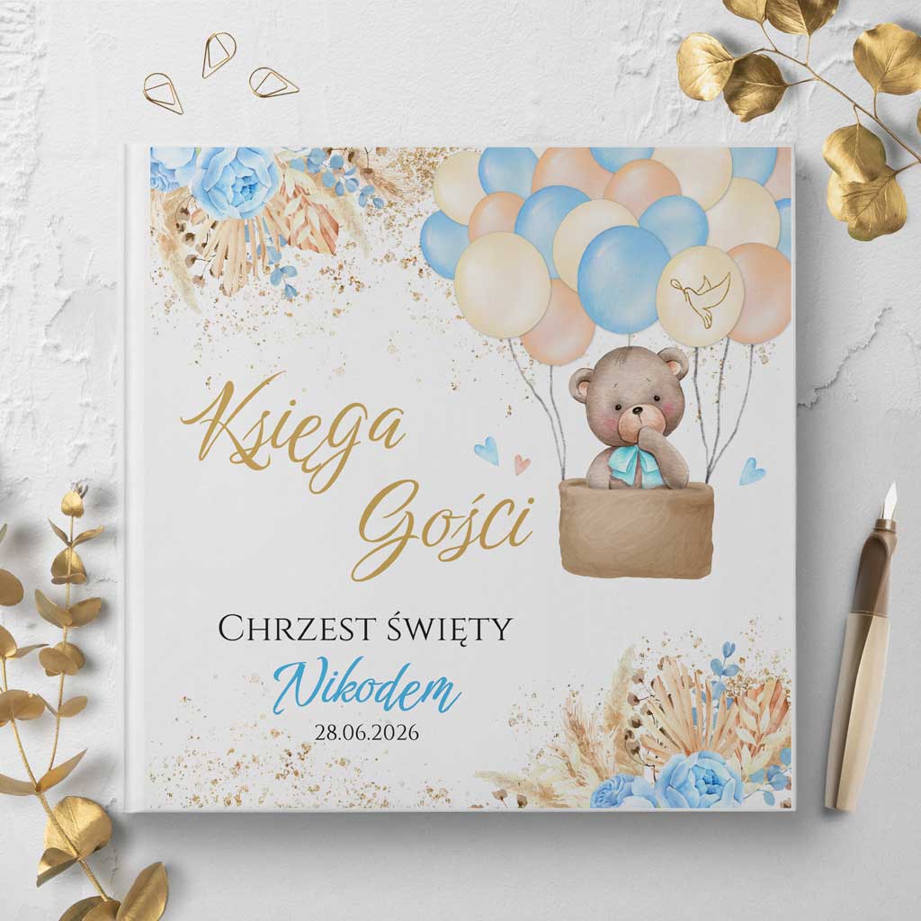 księgi gości na chrzest miś