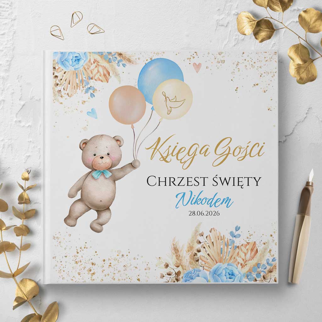 księgi gości na chrzest miś