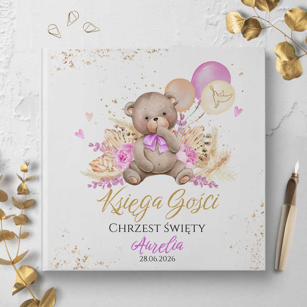 ksiega-gosci-chrzest-marisa 6 księgi gości na chrzest miś