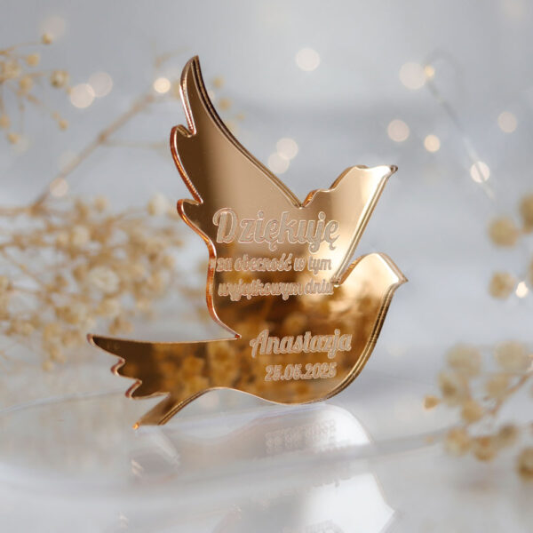 Magnesy lustrzane złote podziękowania dla gości na chrzest roczek
